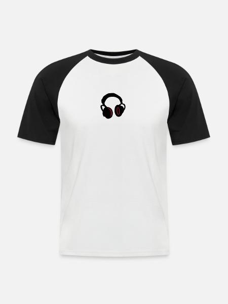 DJ - headphones - Men's Baseball T-Shirt - white/black