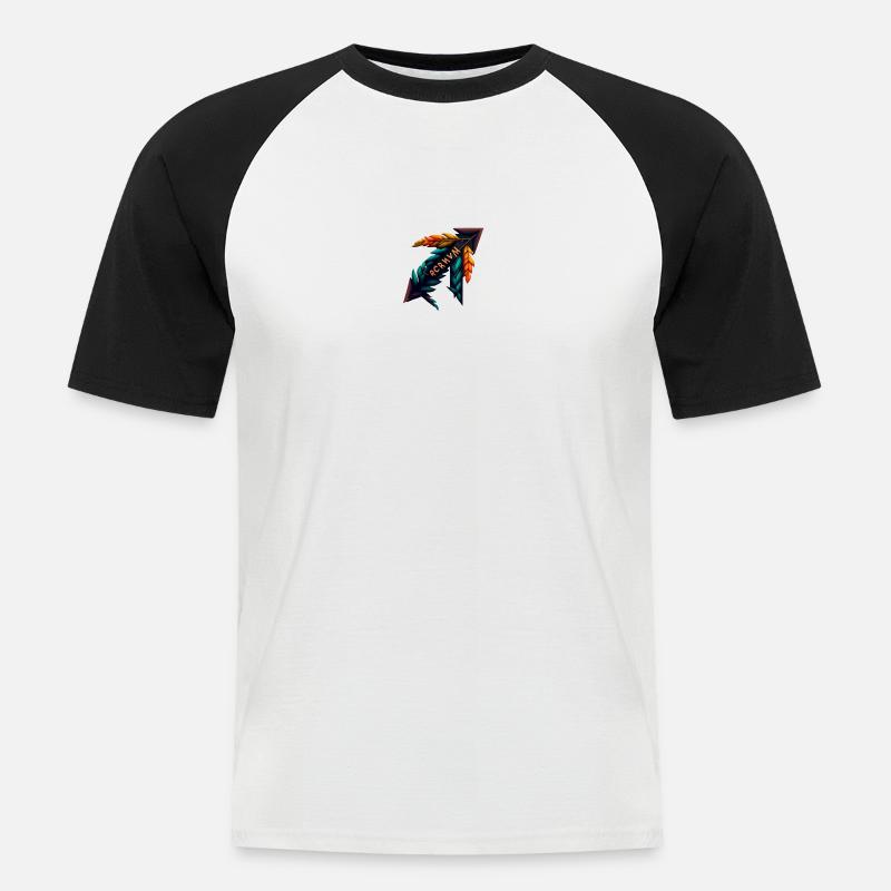 Feder 2 - Männer Baseball-T-Shirt - Weiß/Schwarz