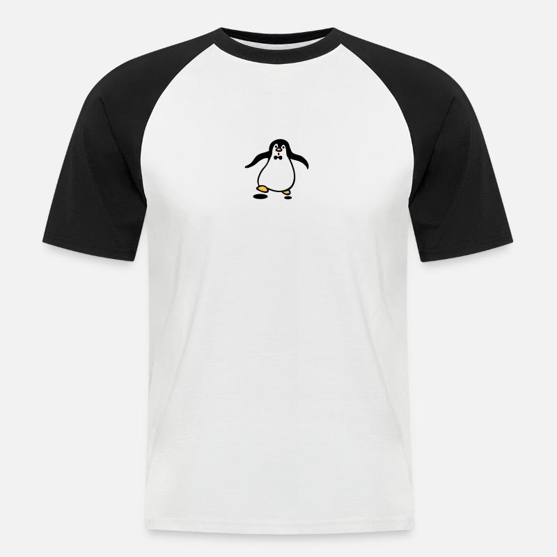 Pinguin - Männer Baseball-T-Shirt - Weiß/Schwarz