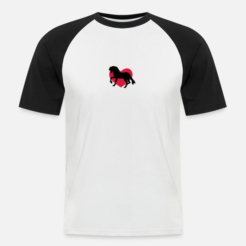 Pferd Liebe - Männer Baseball-T-Shirt - Weiß/Schwarz