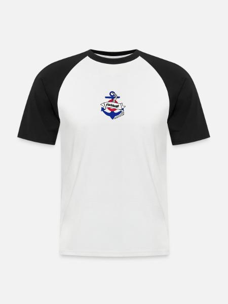 fischkopp - Männer Baseball-T-Shirt - Weiß/Schwarz