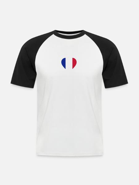 frankreich herz - Men's Baseball T-Shirt - white/black