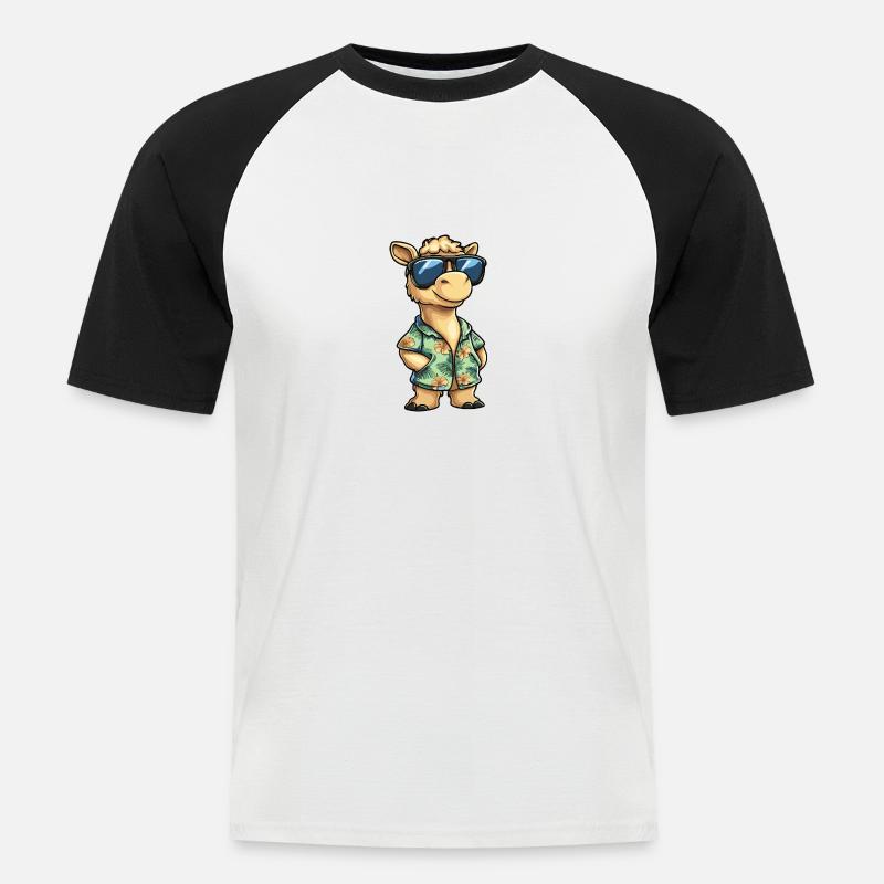 Kamel Comic Urlaub - Männer Baseball-T-Shirt - Weiß/Schwarz