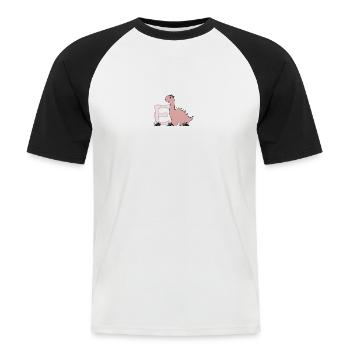 Buchstabe E - Männer Baseball-T-Shirt - Weiß/Schwarz - Vorne - Nik (191cm)