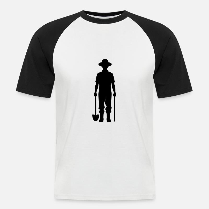 Bauer Silhouette Farmer - Männer Baseball-T-Shirt - Weiß/Schwarz