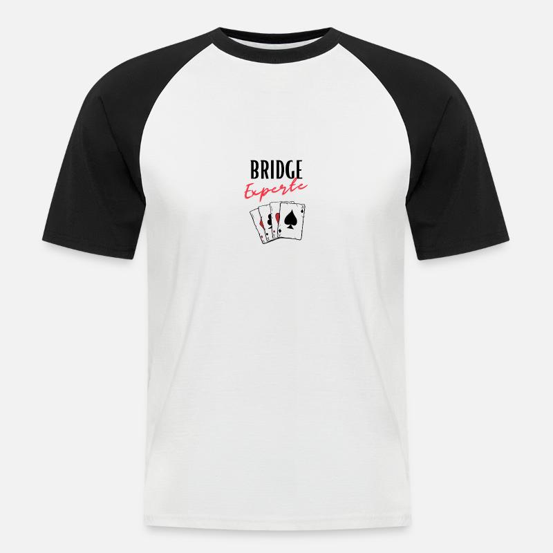 Bridge Experte - Männer Baseball-T-Shirt - Weiß/Schwarz