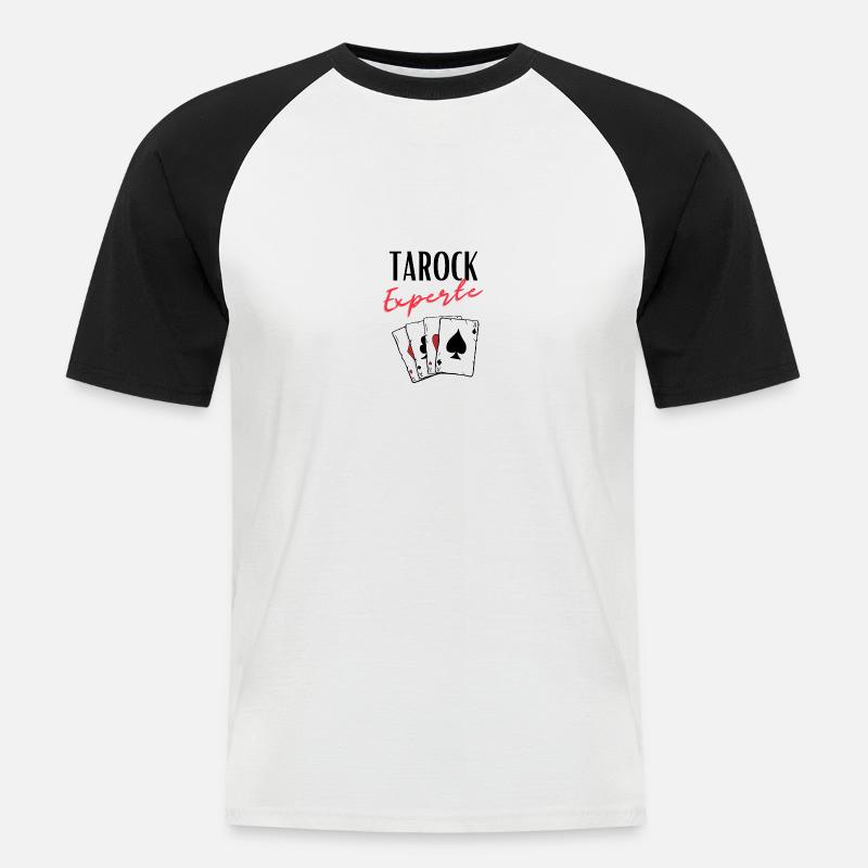 Tarock Experte - Männer Baseball-T-Shirt - Weiß/Schwarz
