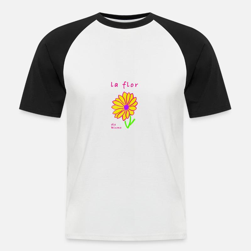 Die Blume auf Spanisch - Männer Baseball-T-Shirt - Weiß/Schwarz