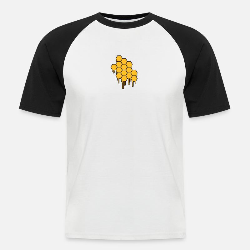 Honeycombs Pattern - Men's Baseball T-Shirt - white/black