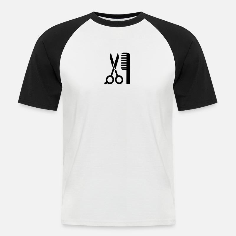 Friseur - Männer Baseball-T-Shirt - Weiß/Schwarz