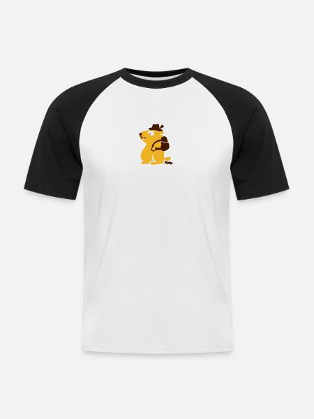 marmotte - T-shirt baseball manches courtes Homme - blanc/noir