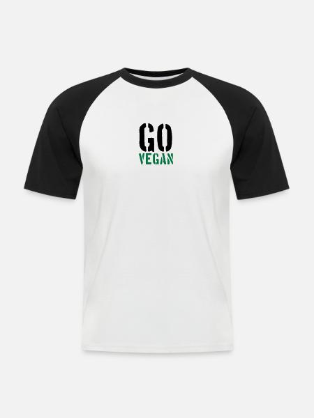 Go Vegan - Men's Baseball T-Shirt - white/black