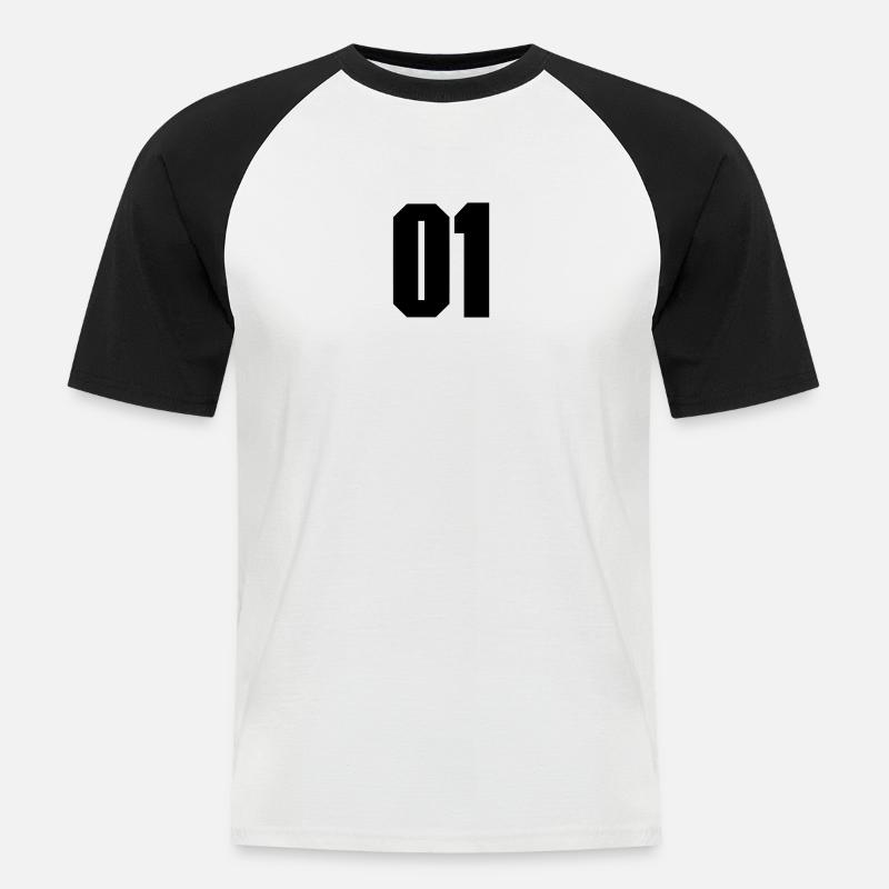 No. 01 - Männer Baseball-T-Shirt - Weiß/Schwarz