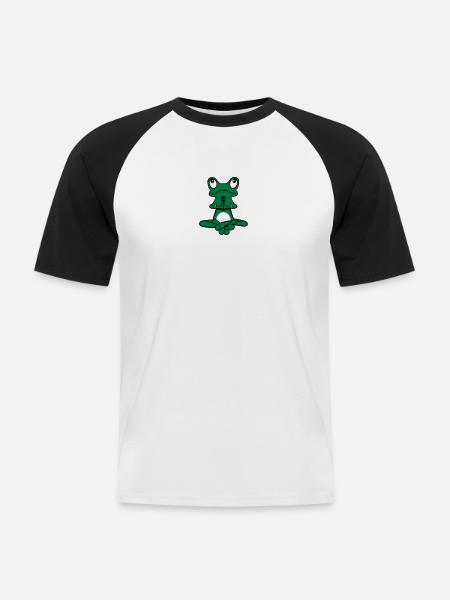 Frog meditation yoga - Men's Baseball T-Shirt - white/black