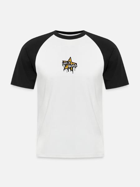 like_a_boss_star - Men's Baseball T-Shirt - white/black