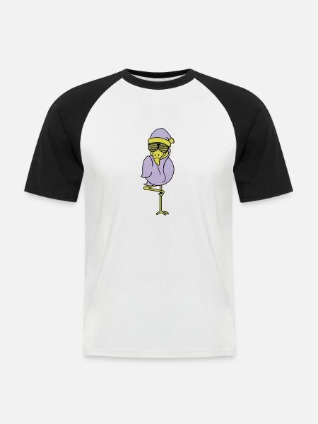 flamingo weihnachtsmann - Männer Baseball-T-Shirt - Weiß/Schwarz