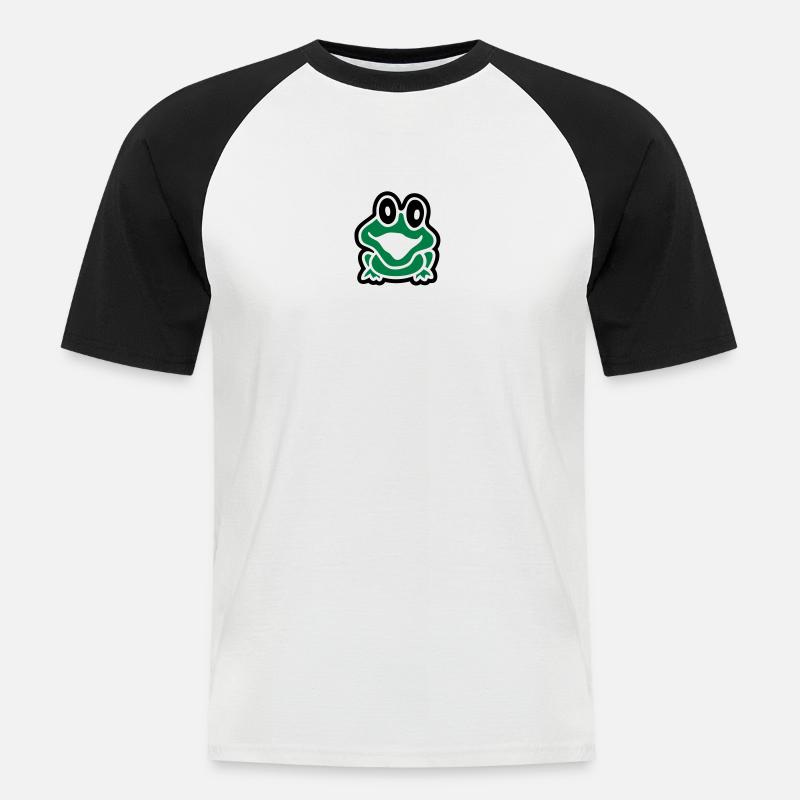 frosch_100 - Männer Baseball-T-Shirt - Weiß/Schwarz