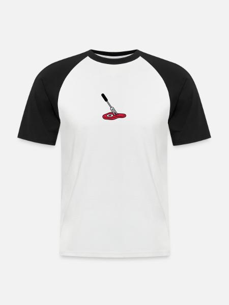 Barbecue Fork And Steak - Men's Baseball T-Shirt - white/black