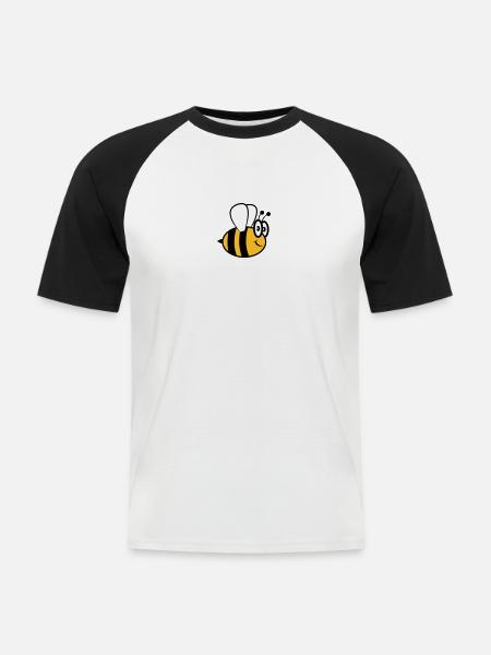 Abeille drôle mignon - T-shirt baseball manches courtes Homme - blanc/noir