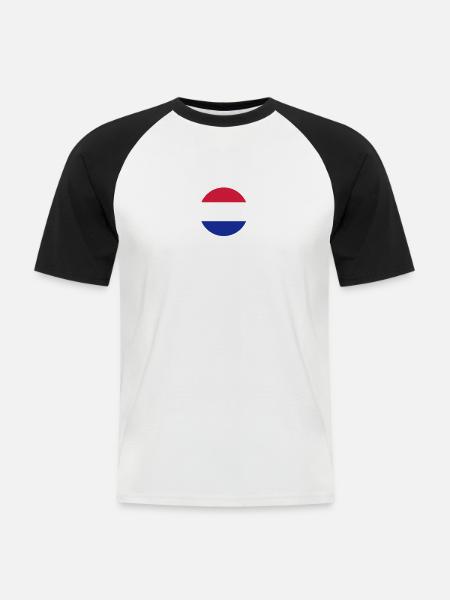 niederlande_rund_50 - Men's Baseball T-Shirt - white/black