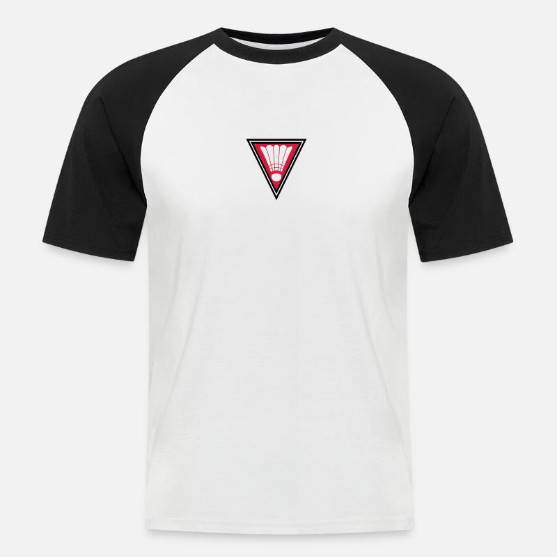 Triangle Badminton Logo - Männer Baseball-T-Shirt - Weiß/Schwarz