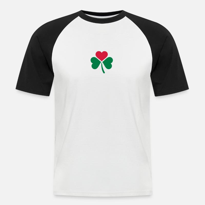 Shamrock - Männer Baseball-T-Shirt - Weiß/Schwarz
