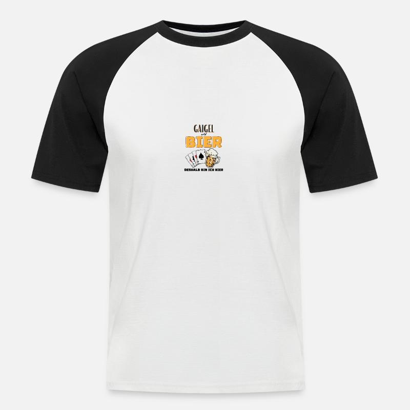 Gaigel und Bier - Männer Baseball-T-Shirt - Weiß/Schwarz