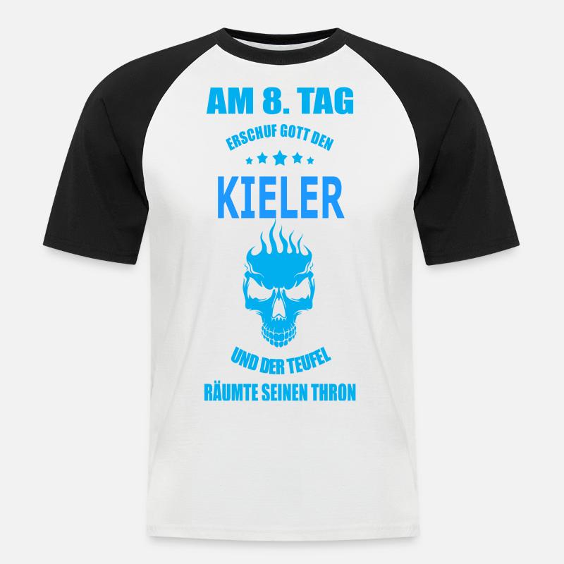 KIELER - Männer Baseball-T-Shirt - Weiß/Schwarz