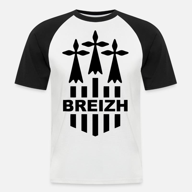 Breizh logo 2 - Männer Baseball-T-Shirt - Weiß/Schwarz