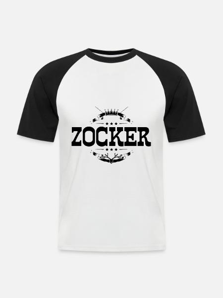 Zocker Gamer - Männer Baseball-T-Shirt - Weiß/Schwarz