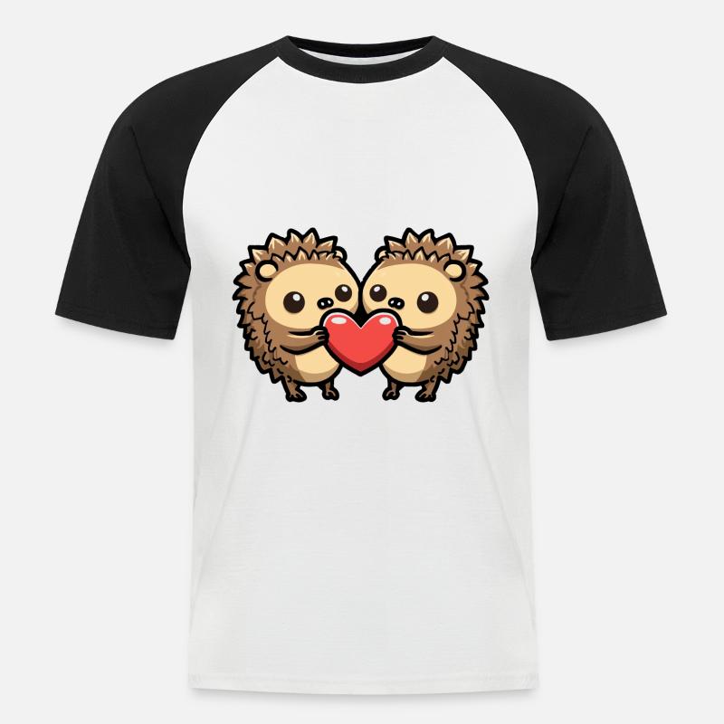 Igel Comic Paar Liebe - Männer Baseball-T-Shirt - Weiß/Schwarz