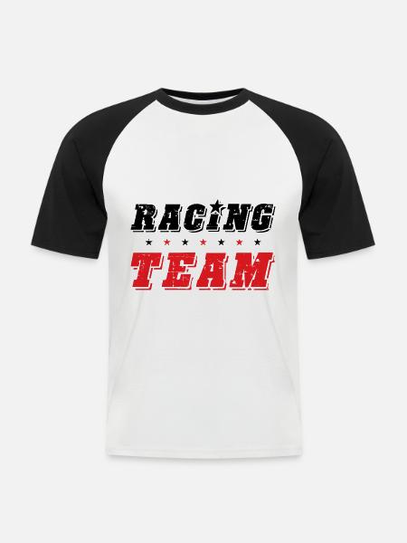Racing Team - Männer Baseball-T-Shirt - Weiß/Schwarz