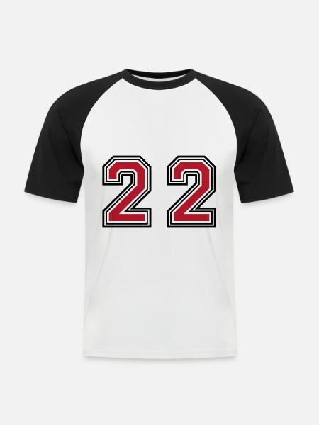 22 symbole numérique - T-shirt baseball manches courtes Homme - blanc/noir