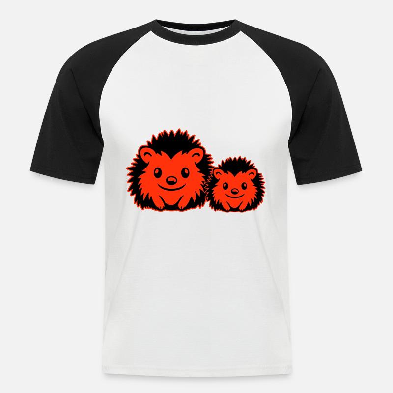 Igel Comic Niedlich - Männer Baseball-T-Shirt - Weiß/Schwarz