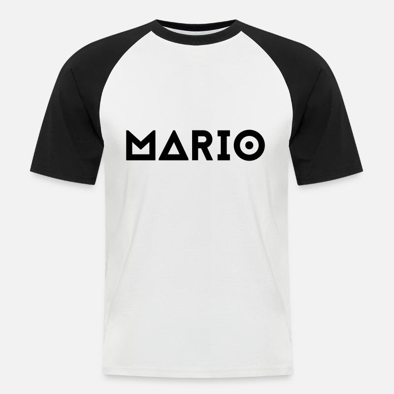 Vorname Mario - Männer Baseball-T-Shirt - Weiß/Schwarz