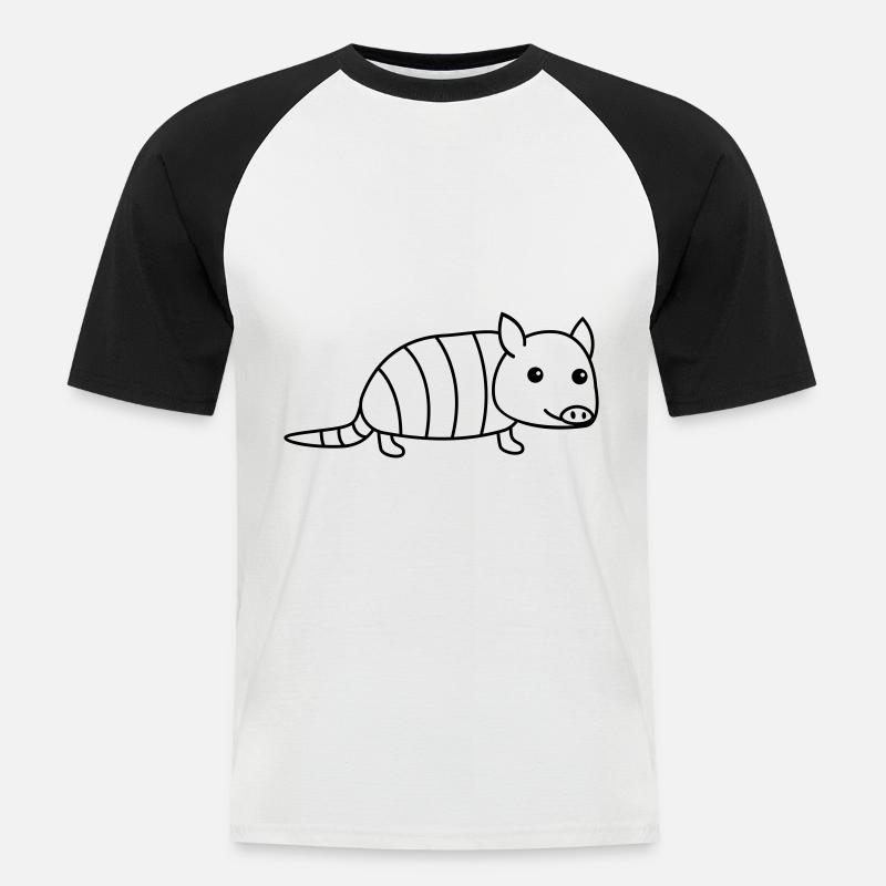 Gürteltier Comic Tier - Männer Baseball-T-Shirt - Weiß/Schwarz