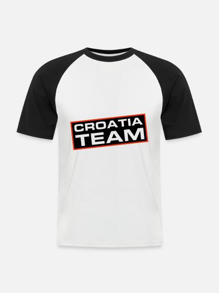 Croatia Team - Männer Baseball-T-Shirt - Weiß/Schwarz