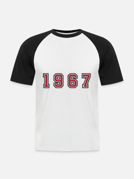 1967 year number - Men's Baseball T-Shirt - white/black