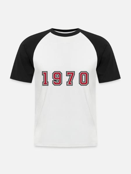 1970 year number - Men's Baseball T-Shirt - white/black
