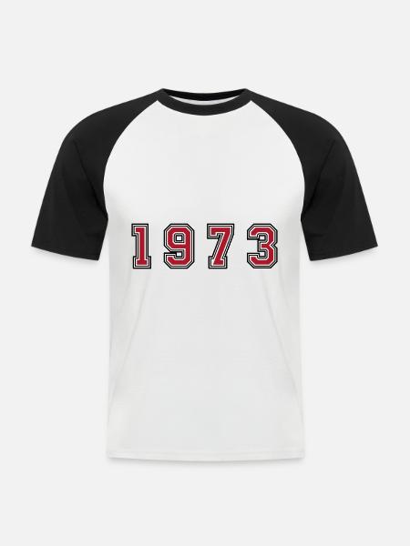 1973 year number - Men's Baseball T-Shirt - white/black