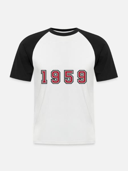 1959 year number - Men's Baseball T-Shirt - white/black