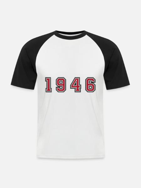 1946 year number - Men's Baseball T-Shirt - white/black