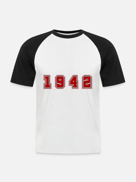 1942 Jahr Zahl - Männer Baseball-T-Shirt - Weiß/Schwarz