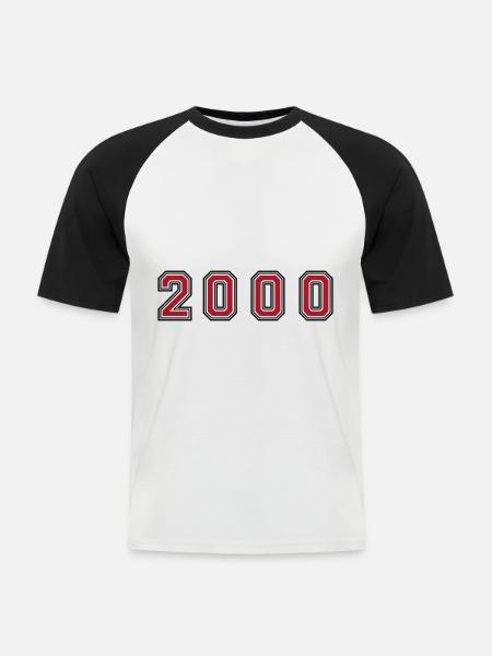 2000 year number - Men's Baseball T-Shirt - white/black