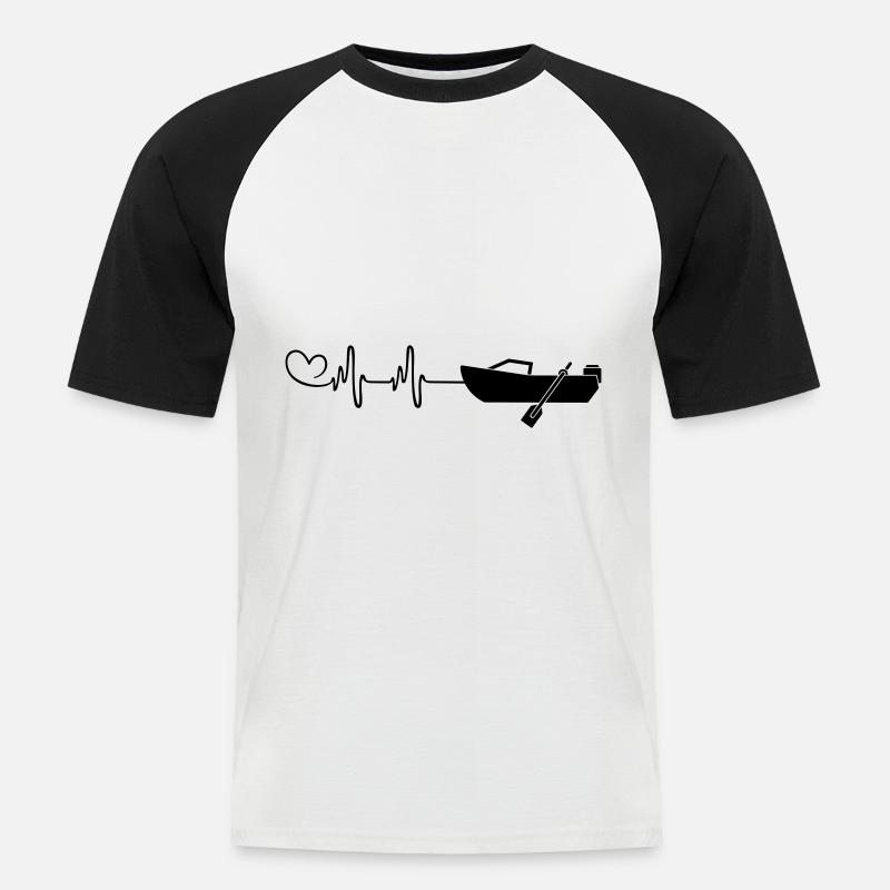 Herzschlag Boot - Männer Baseball-T-Shirt - Weiß/Schwarz