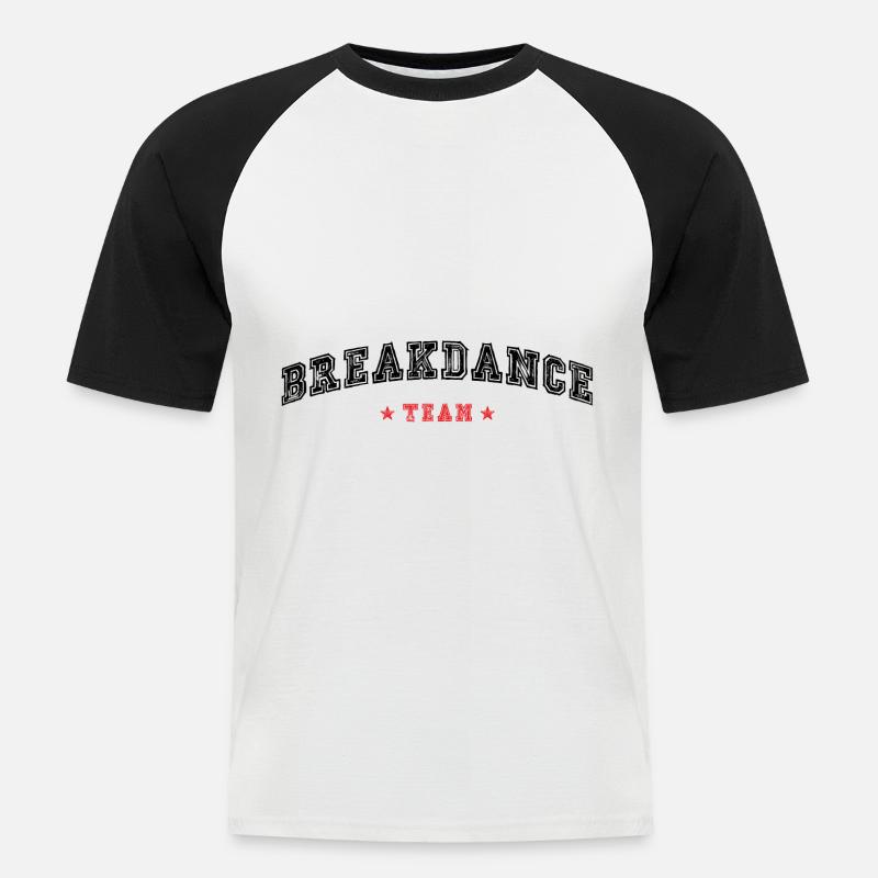 Breakdance Team - Männer Baseball-T-Shirt - Weiß/Schwarz