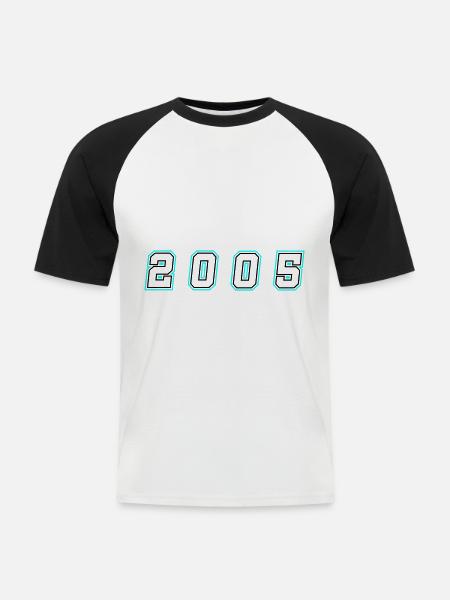 Numéro de l’année 2005 - T-shirt baseball manches courtes Homme - blanc/noir