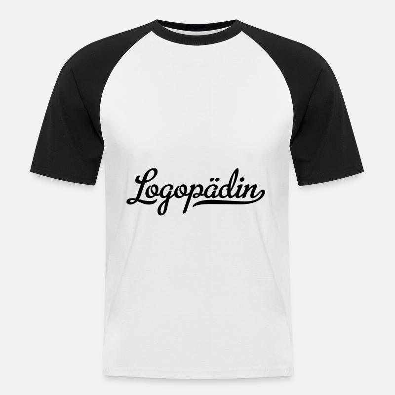 logopädin - Männer Baseball-T-Shirt - Weiß/Schwarz