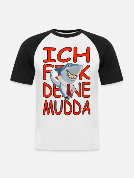 Deine Mudda-lustige-humor-satire Vers.1 - Männer Baseball-T-Shirt - Weiß/Schwarz