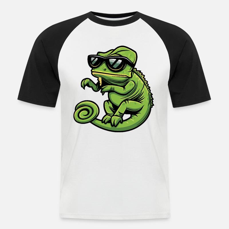 Chameleon Cool Comic - Men's Baseball T-Shirt - white/black